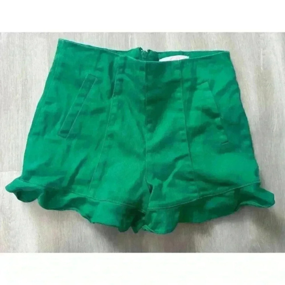 GB Girls Green Ruffle Hem High Waisted Shorts Kids Size 5